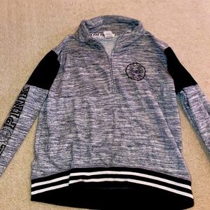 VICTORIA’S SECRET: PINK - Sequin Quarter Zip Pullover, Gray, Size Medium